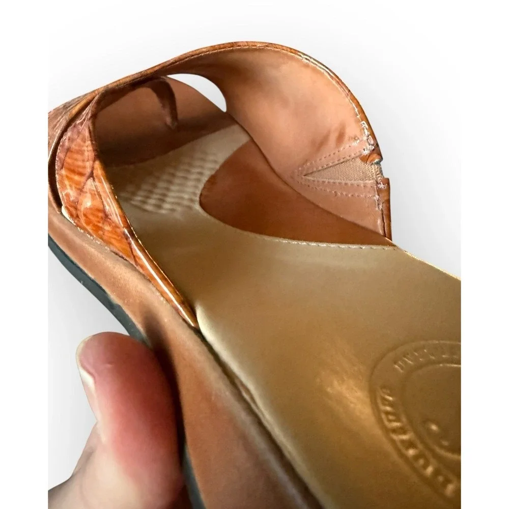 Nurture Slides Rich Brown Crocodile Patent Leather Womens US 6.5 Comfort Sandals - Picture 9 of 16